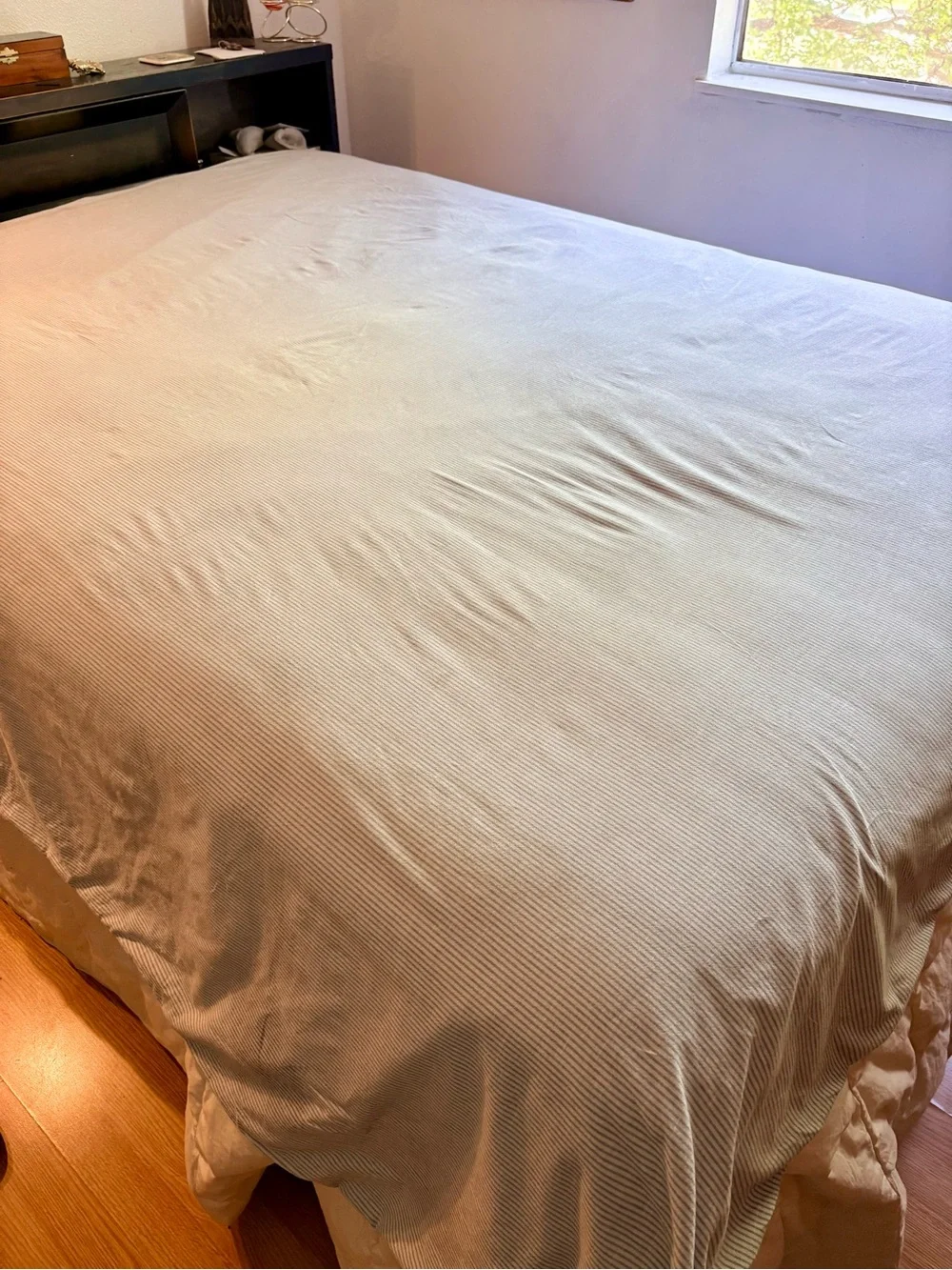 IKEA BERGPALM Gray Pinstripe Duvet Cover - 100% Cotton, 86x86